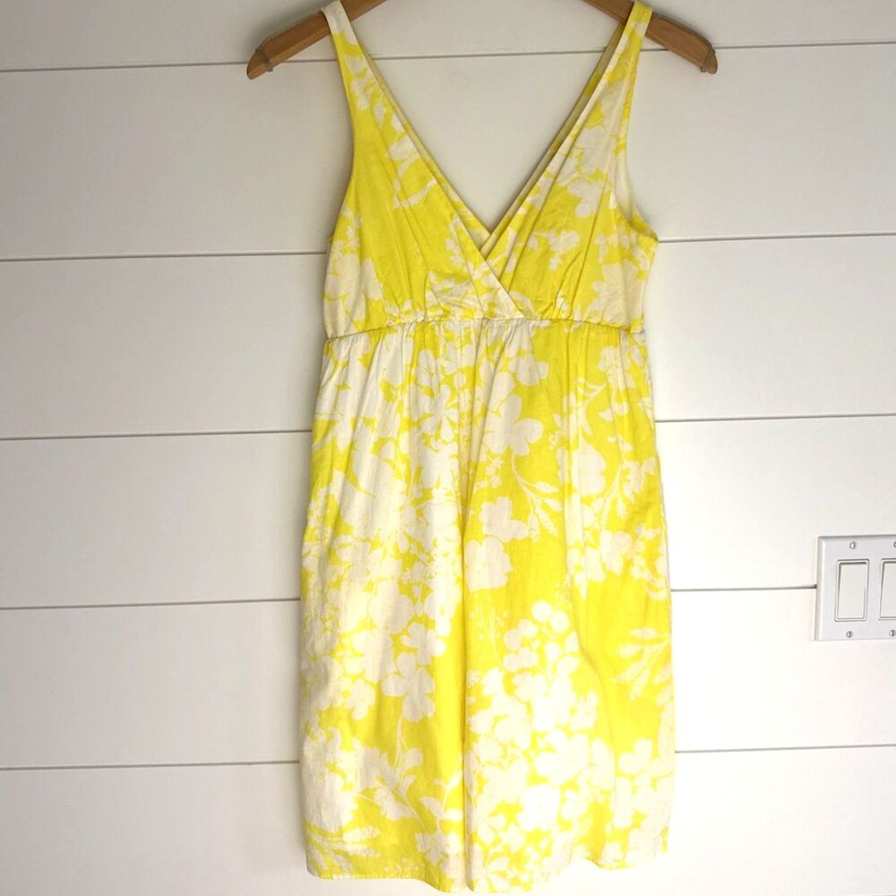Old Navy Babydoll  Dress Small Yellow White Y2K Cotton Sundress Beach Vacation